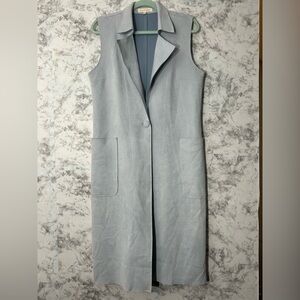 Solitaire by Anthropologie Light Blue  Sleeveless Vest Sz L EUC
